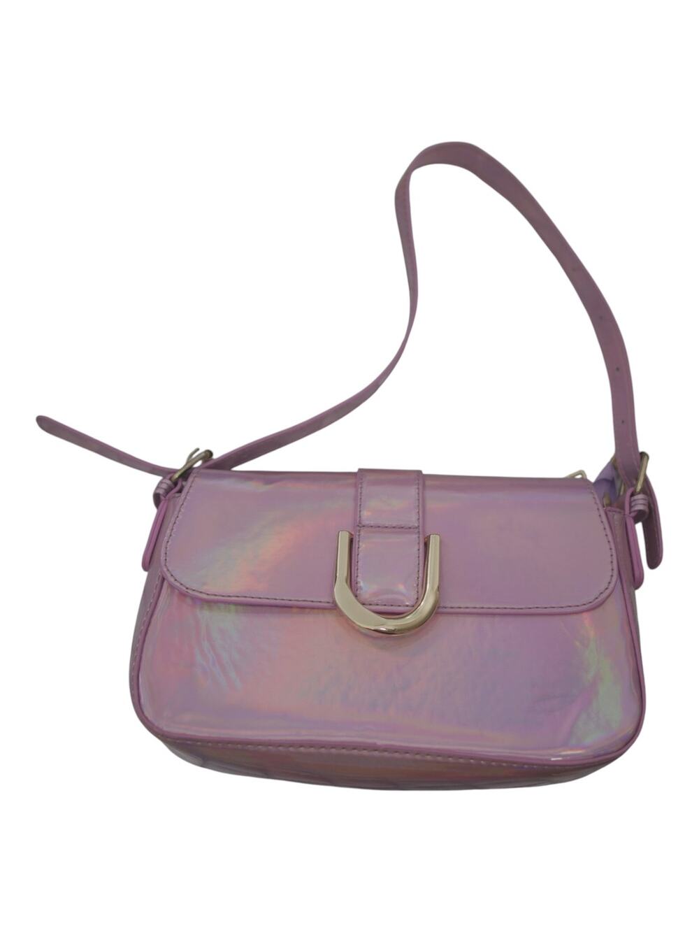 Y2K Holographic Pink Baguette Shoulder Bag Buckle Flap Fairycore Festival